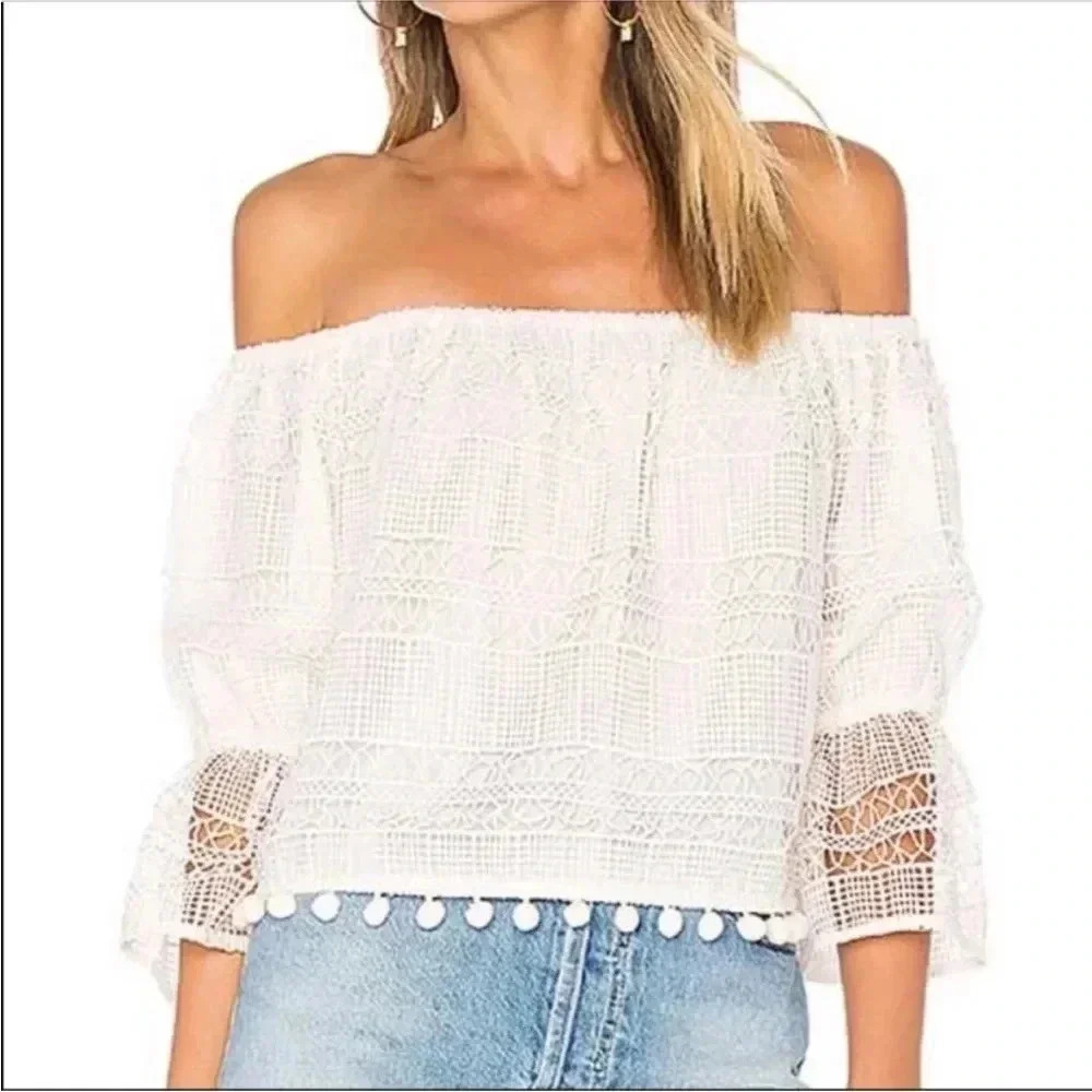 TULAROSA Alexa Off Shoulder Top Luster Size Medium